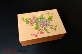 Rectangle lacquer business card box with rose pattern 10*7*H4 cm